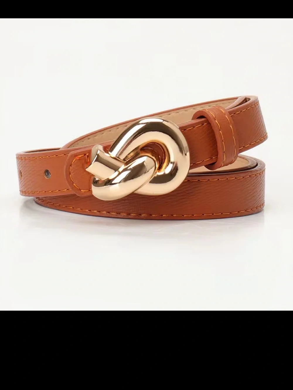 Women's Tan Leather Knot Buckle Belt